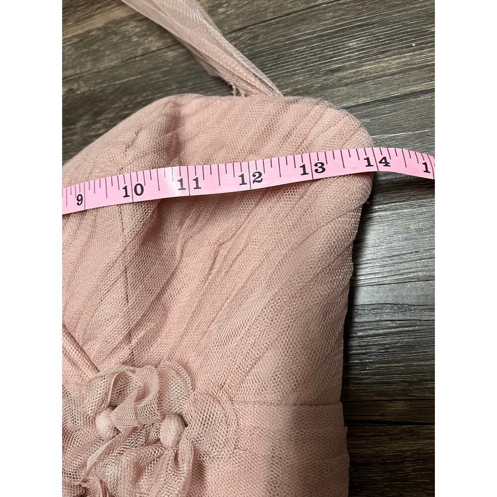 Alfred Angelo Blush Pink Tulle Rosette Halter Cocktail Dress Prom Formal Sz 0 - Picture 8 of 11